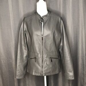 JOU JOU GRAY MEDIUM FAUX LEATHER JACKET